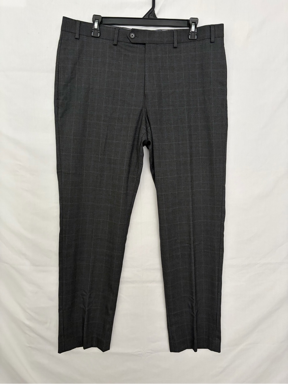 Ralph Lauren Mens 36x30 Slim Fit Charcoal Grey Plaid Dress Pants Trousers(A947)